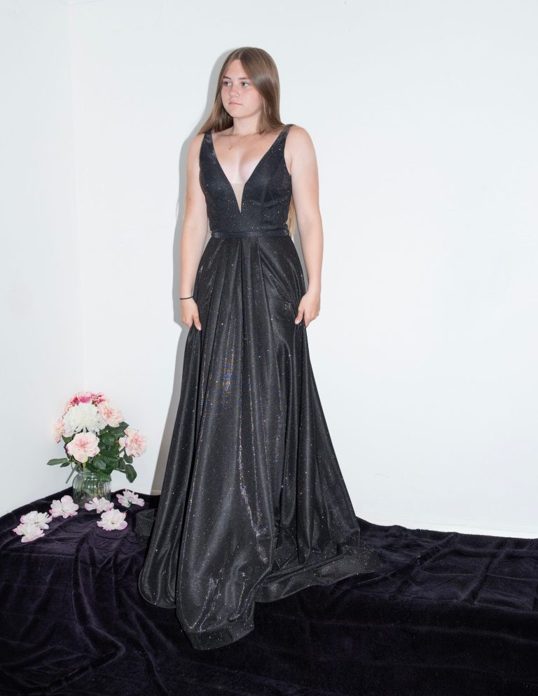 black flowy dress front view